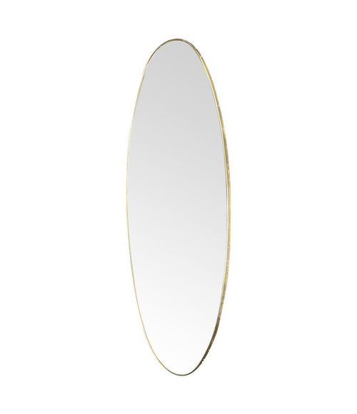 A large full length orignal oval 1950s Italian brass framed mirror