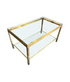  Mid Century Coffee Table in the style of Guy Lefevre gilt metal two tier circa 1970's French 