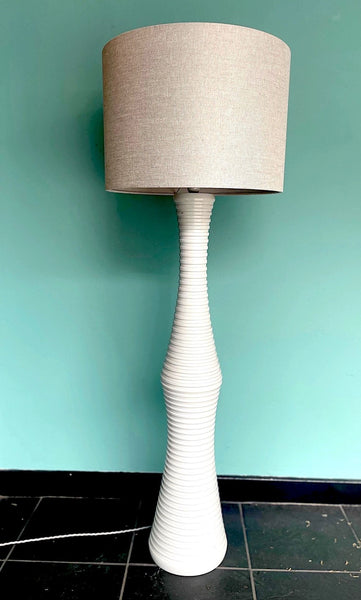 Mid Century Floor Lamp White Ribbed Ceramic Mid Century Lighting