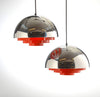 Polished chrome and orange steel Milieu ceiling lights by Jo Hammerborg - Mid Century Lighting - Ed Butcher Antiques Shop London