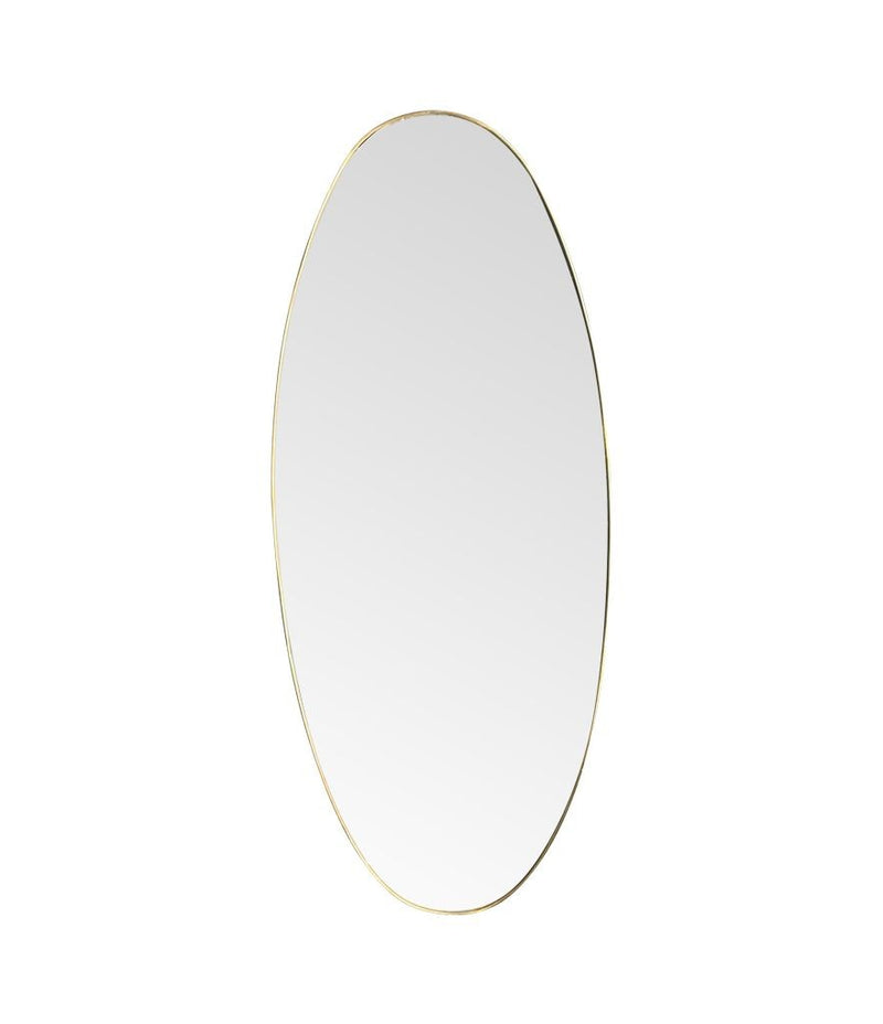 Large Oval Mid Century Mirror 1950s Italian with brass framed