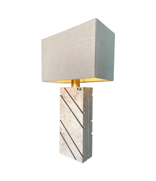 Mid Century table lamp with Travertine base by Cerri Nestore - Mid Century Lighting - 1970s table lamps