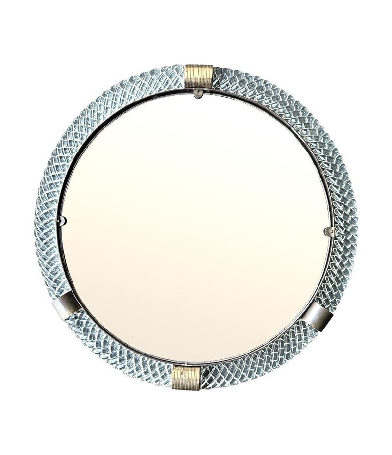 A large 1940s circular Murano glass and brass mirror by Barovier and Toso
