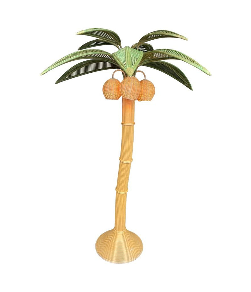 coconut palm floor lamp Large Bamboo Palm Tree Floor Lamp with Bulbs in the Coconuts – Ed Butcher