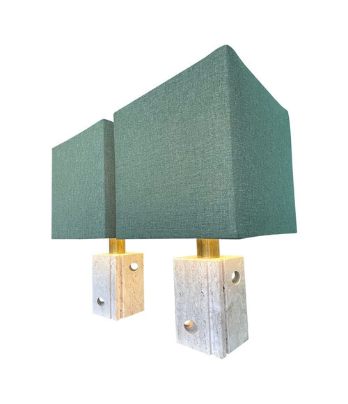 Mid Century table lamps with sculptural travertine bases by Fratelli Mannelli - Mid Century Lighting - 1970s lamps