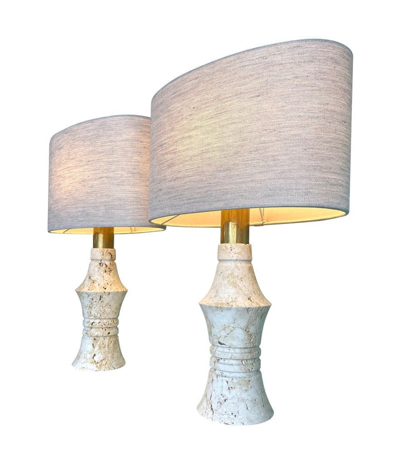 Mid Century table Lamps with Travertine bases by Fratelli Mannelli - Mid Century Lighting - 1970s table lamps
