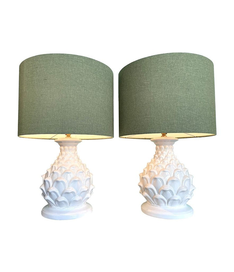 Mid Century table lamps ceramic artichoke bases - Mid Century Lighting - 1970s table lamps