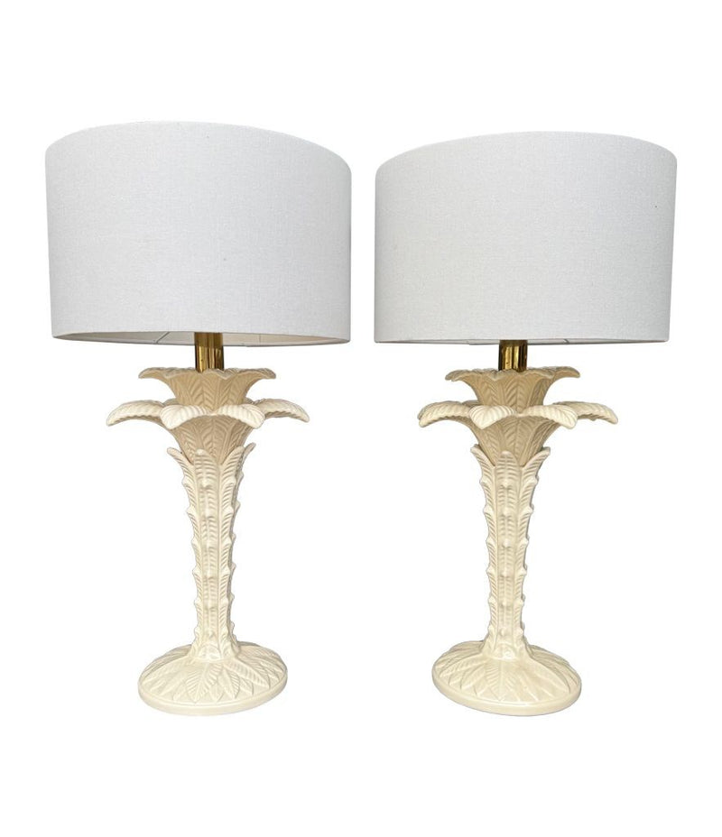 A pair of Italian ceramic 1970s palm tree lamps for lighting company Leola