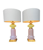A pair of large large lavender and green Murano opaline lamps by Cenedese