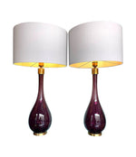 Pair of Italian Purple Murano Glass teardrop shaped lamps - Ed Butcher Antique Shop London