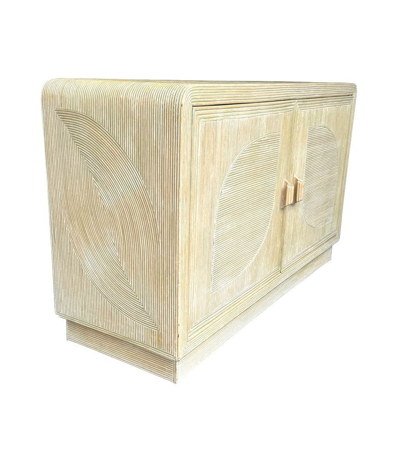 An Italian 1970s pencil reed bamboo, two doors, cabinet by Vivai Del Sud