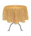 An Italian 1970s woven rattan "draped" side table with cost iron legs