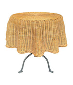An Italian 1970s woven rattan "draped" side table with cost iron legs