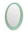 An Italian 1960s Crystal Arte oval mirror with pastel mint green mirrored frame