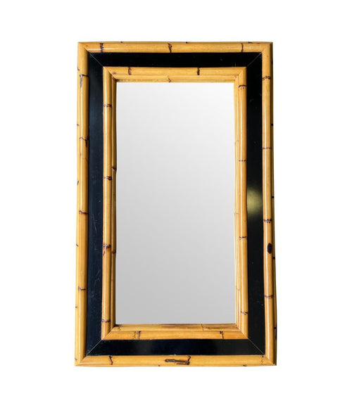 A large Italian Mid Century Bamboo and black lacquer mirror attributed to Vivai Del Sud - Mid Century Mirrors