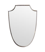 An orignal Italian 1960s brass shield mirror with beaded inner frame detail