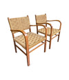 A pair of Mid Century French bent wood chairs in the style of Erich Dieckmann with original woven rope seats - Mid Century Furniture - Mid Century Chairs