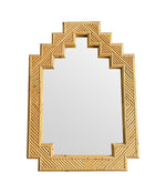 An Italian Mid Century split bamboo mirror by Vivai Del Sud with stepped top details - Mid Century Mirror