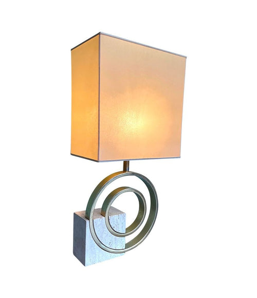 Mid Century table lamp in Travertine and brassby Giovanni Banci - Mid Century lighting - 1970's table lamp