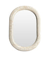 A 1970s oval mirror by Maitland Smith with tessellated marble frame.