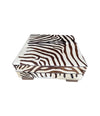 cowhide covered ottoman or coffee table with printed zebra skin design - Ed Butcher Antiques Shop London