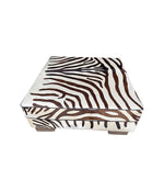 cowhide covered ottoman or coffee table with printed zebra skin design - Ed Butcher Antiques Shop London