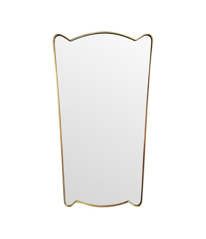 Unique shaped Mid Century Italian shield mirror with solid wood back in the style of Gio Ponti - Mid Century Mirror