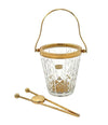 A 1960s Val Saint Lambert crystal and gold plated ice bucket with ice grabbers