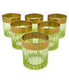 A set of six Italian Artemisia green crystal tumblers with 24 ct gold decoration