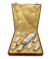 A 1930s Silver plated Art deco cocktail set with silver plated cocktail shaker and eight silver plated shot glasses