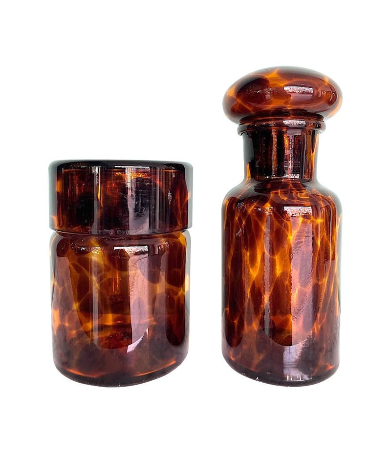 Mid Century Italian Faux Tortoiseshell Murano Glass Bathroom Set by Barovier et Toso - Ed Butcher Antiques Shop London