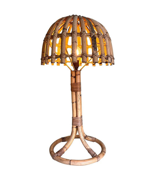 Mid Century Table Lamp  bamboo mushroom lamp by Louis Sognot - Mid Century Lighting - 1970s table lamps