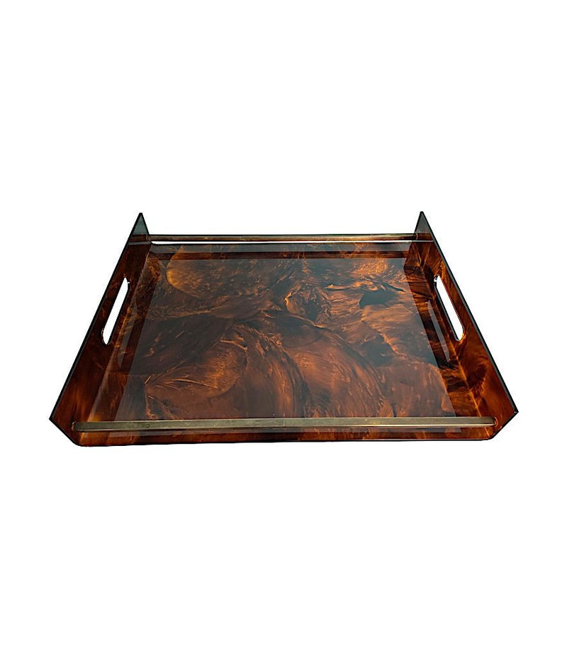 Mid Century French Faux Tortoiseshell and Brass Tray by Maison Mercier - Ed Butcher Antiques Shop London