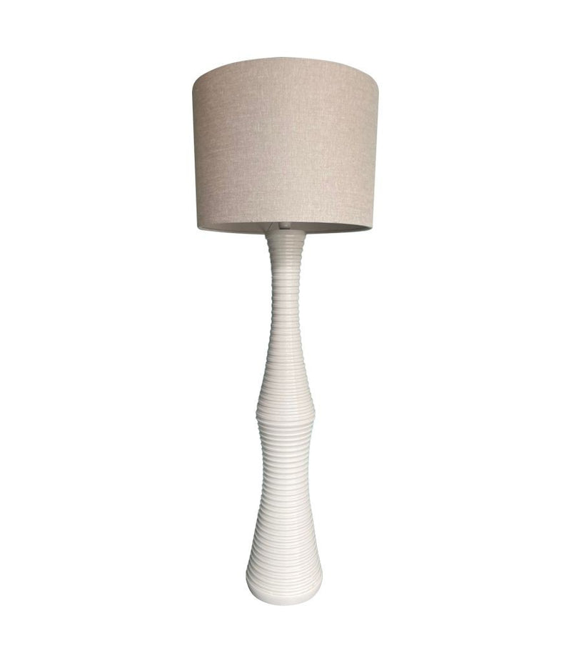 Mid Century Floor Lamp white ribbed ceramic base - Mid century Lighting - 70's floor lamp