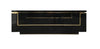 A 1970s vintage black piano lacquer sideboard by Jean Claude Mahey for Roche Bobois with brass detail