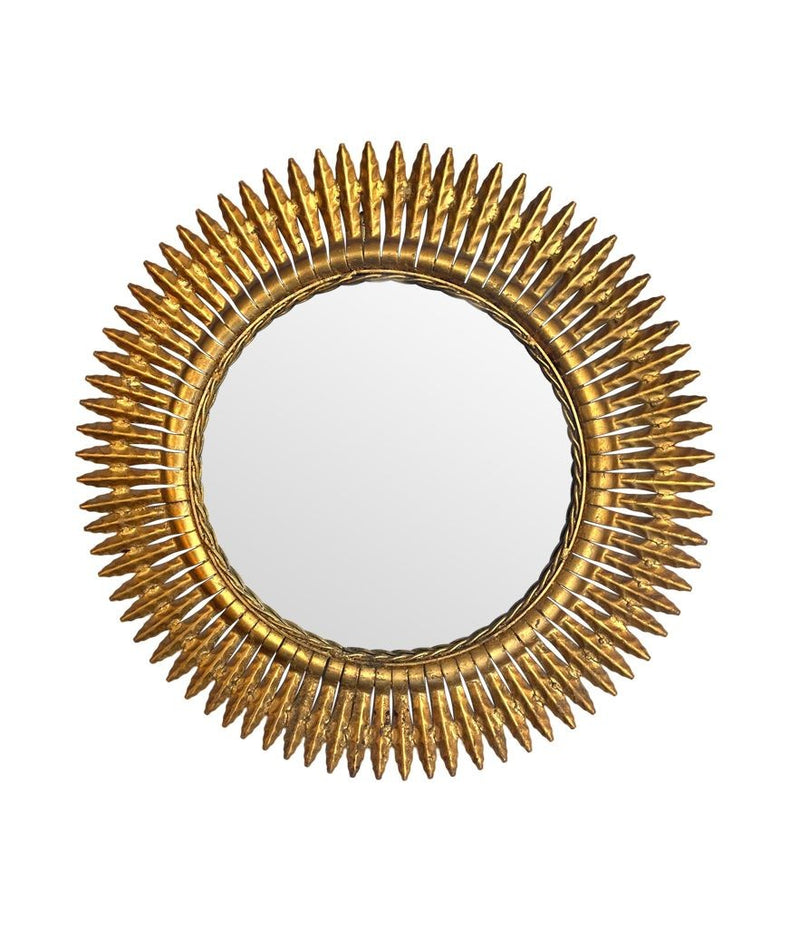 Spanish mid century gilt metal sunburst mirror - Mid Century Mirrors