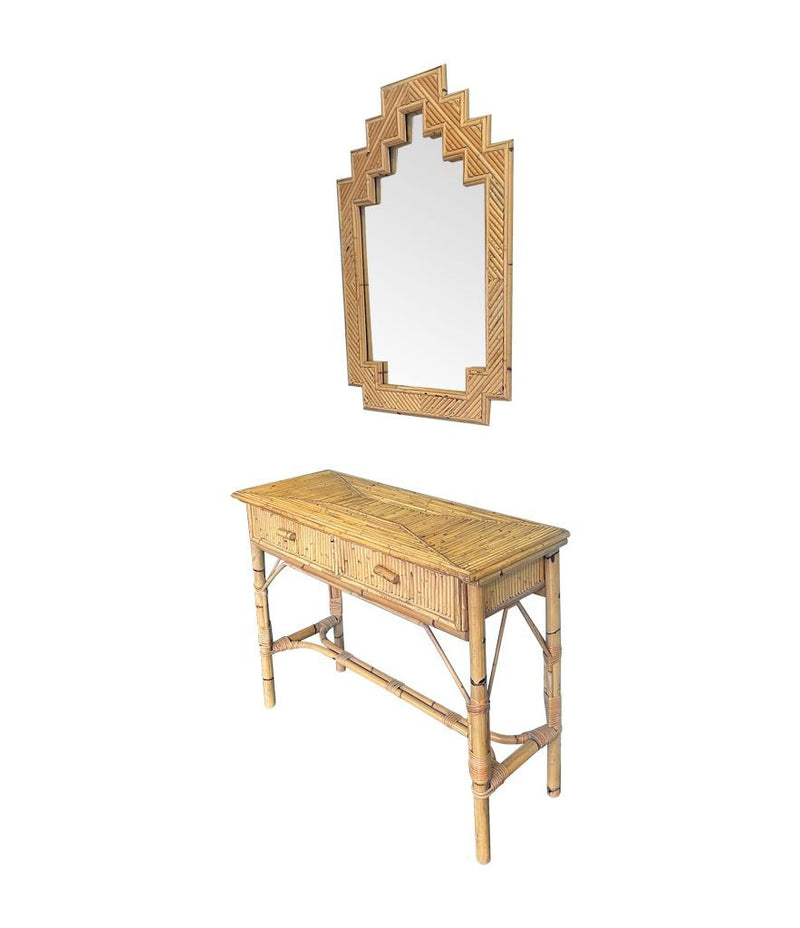An Italian 1970s Bamboo console dressing table by Vivai Del Sud