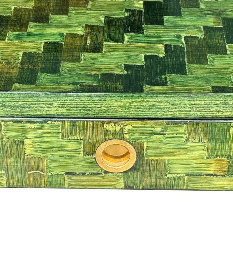 A 1970s woven green rattan three drawer console table by Vivai Del Sud