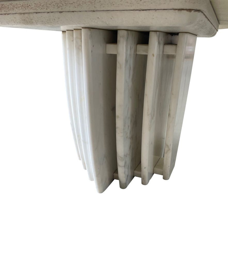 An Italian 1970s oval Carrara marble coffee table in the style of Angelo Mangiarotti