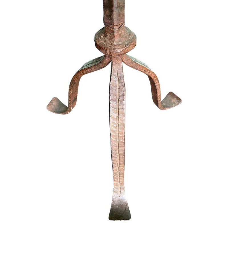 Mid century floor lamp Spanish wrought iron with bespoke linen shade - Mid Century Lighting