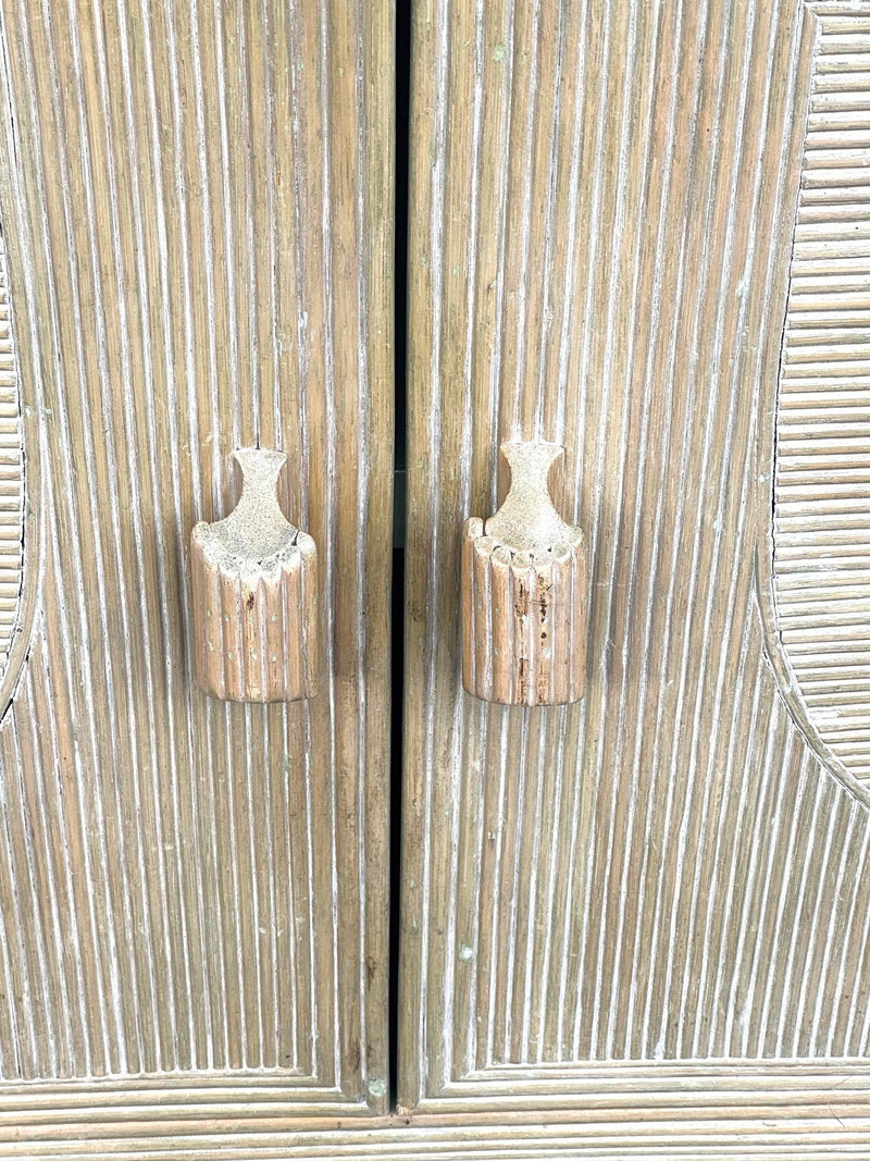 An Italian 1970s pencil reed bamboo, two doors, cabinet by Vivai Del Sud
