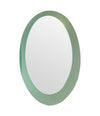 An Italian 1960s Crystal Arte oval mirror with pastel mint green mirrored frame