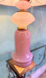 A pair of large large lavender and green Murano opaline lamps by Cenedese