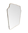 A large original 1950s Italian shield mirror with brass frame, original plate and solid wood back