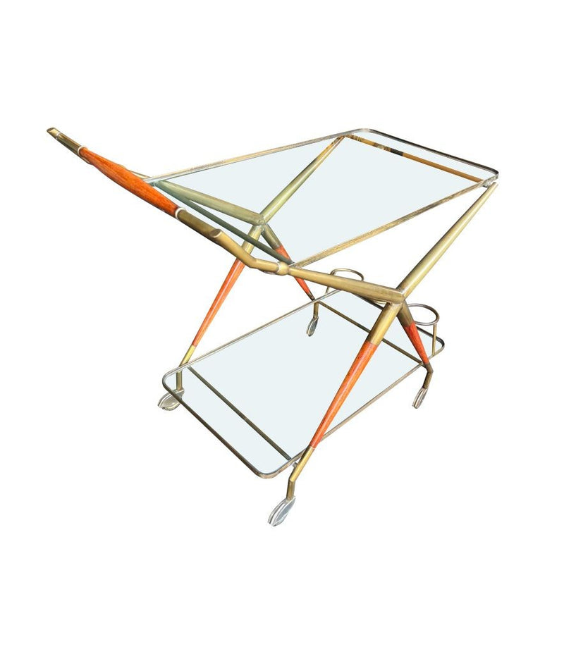 An Italian 1950s brass and lacquered wood bar trolley by Cesare Lacca