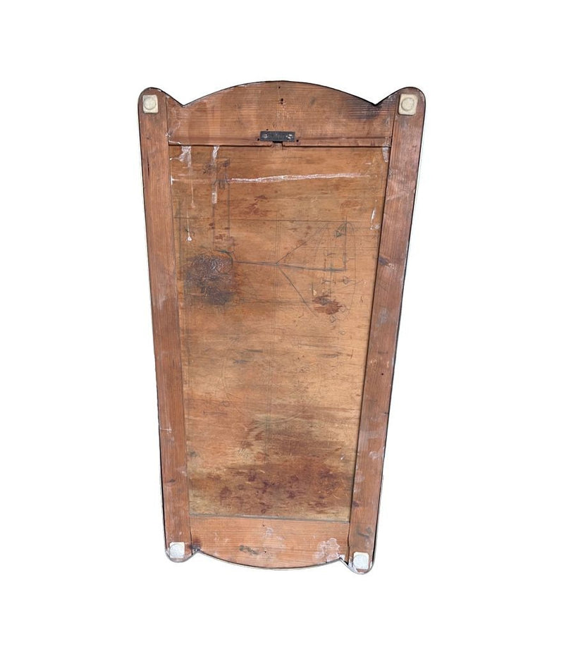 Unique shaped Mid Century Italian shield mirror with solid wood back in the style of Gio Ponti - Mid Century Mirror
