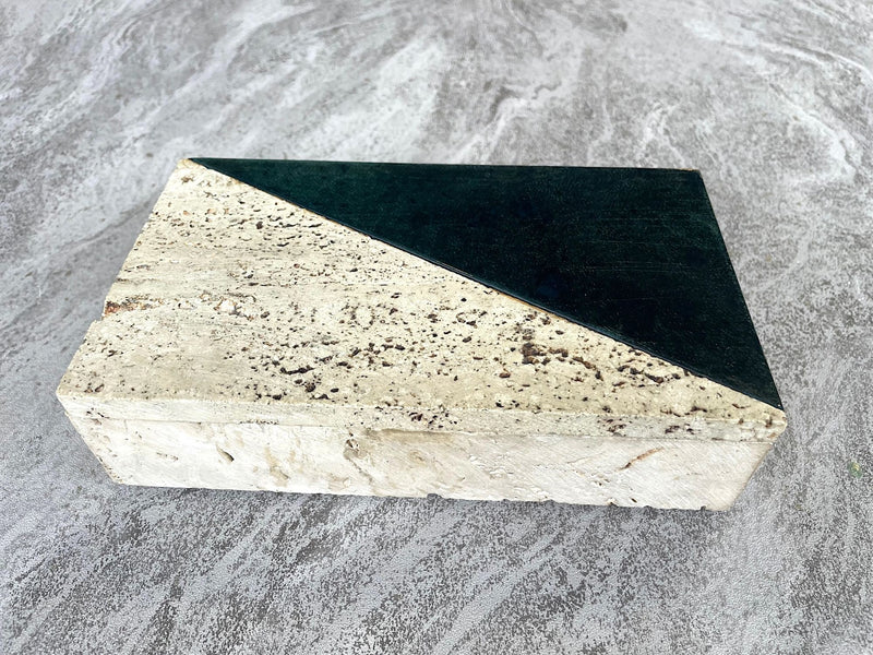 Mid Century travertine box with green glazed tile detail - Ed Butcher Antiques Shop London