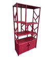 An Italian 1970s burgundy red bamboo shelving unit by Vivai del Sud