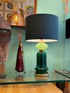 A pair of large large dark and light green Murano opaline lamps by Cenedese