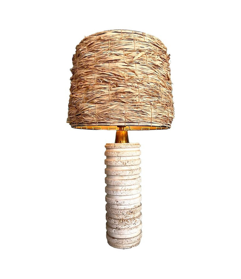 An Italian 1970s ridged travertine lamp by Fratelli Mannelli